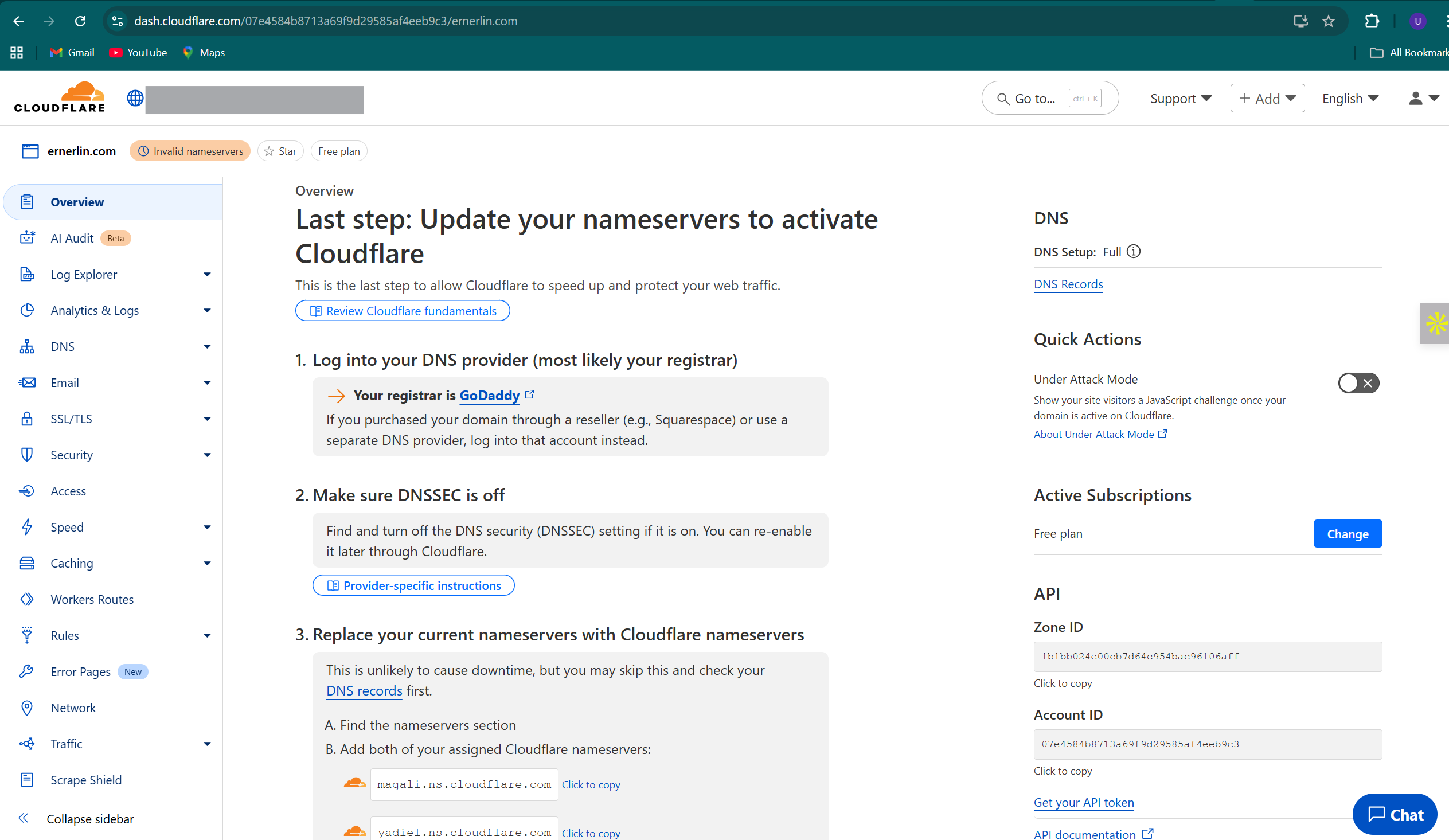 Cloudflare Setup and Nameserver Instructions